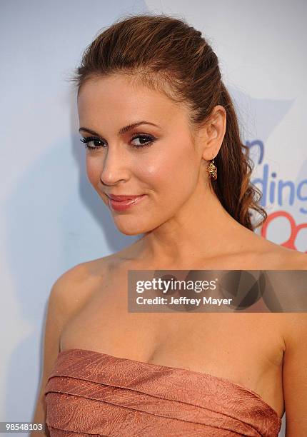 Actress Alyssa Milano arrives at the at Children Mending Hearts Third Annual Peace Please Gala the Music Box Theatre on April 16, 2010 in Hollywood,...