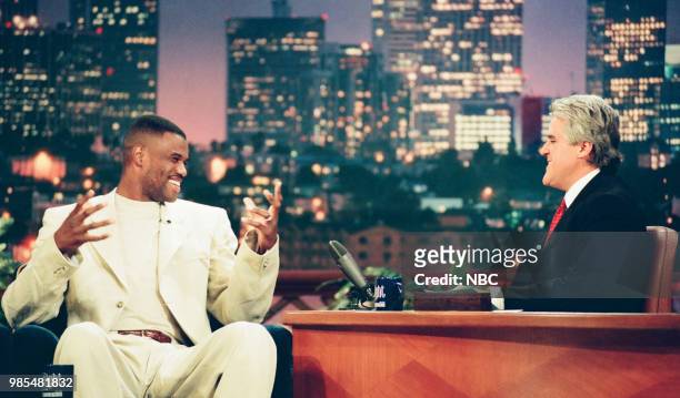 Episode 1636 -- Pictured: Professional basketball player David Robinson during an interview with host Jay Leno on July 07, 1999 --