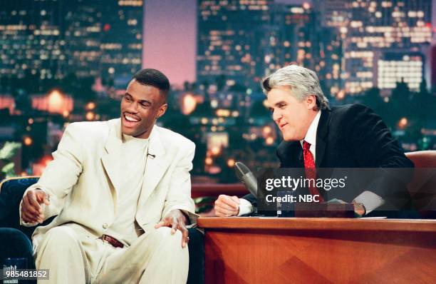 Episode 1636 -- Pictured: Professional basketball player David Robinson during an interview with host Jay Leno on July 07, 1999 --