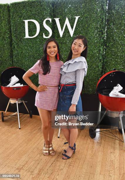 Hoang-Kim Cung and Mirai Nagasu attend DSW Block Party hosted by Olympians Adam Rippon and Mirai Nagasu on June 27, 2018 at Ramscale Studio in New...