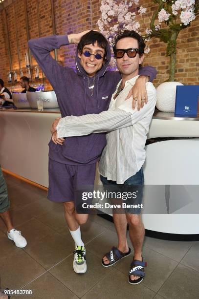 Kyle De Volle and Nick Grimshaw attend the launch of the Palace x Adidas Wimbledon kit on June 27, 2018 in London, England.