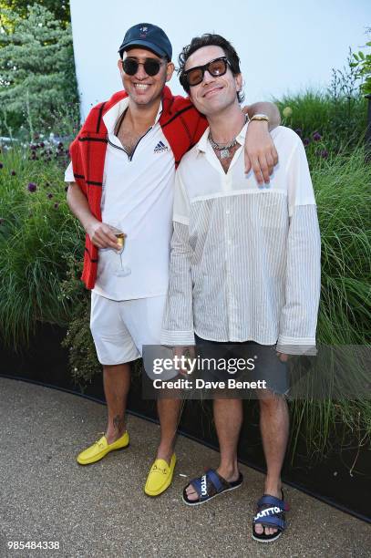 Lev Tanju and Nick Grimshaw attend the launch of the Palace x Adidas Wimbledon kit on June 27, 2018 in London, England.