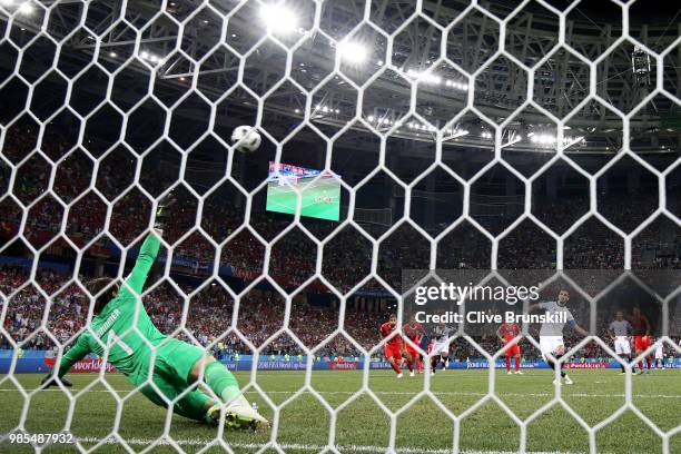 Bryan Ruiz of Costa Rica kicks a penalty which then deflects into the goal off of Yann Sommer of Switzerland during the 2018 FIFA World Cup Russia...