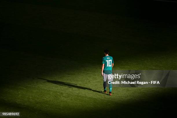 Mesut Oezil of Germany looks dejected during the 2018 FIFA World Cup Russia group F match between Korea Republic and Germany at Kazan Arena on June...