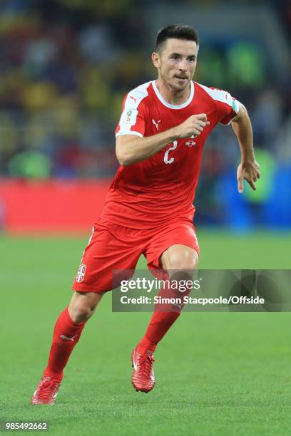 Antonio Rukavina of Serbia during the 2018 FIFA World Cup Russia Group E match between Serbia and Brazil at Spartak Stadium on June 27, 2018 in...