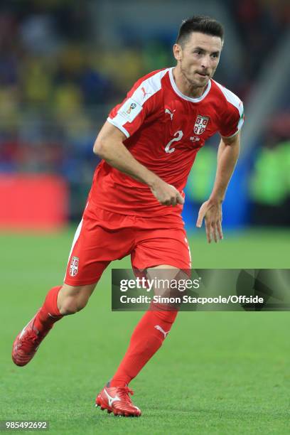 Antonio Rukavina of Serbia during the 2018 FIFA World Cup Russia Group E match between Serbia and Brazil at Spartak Stadium on June 27, 2018 in...