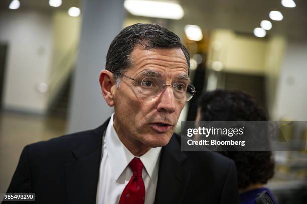 Senator John Barrasso, a Republican from Wyoming, speaks with members of the media on Capitol Hill in Washington, D.C., U.S., on Wednesday, June 27,...