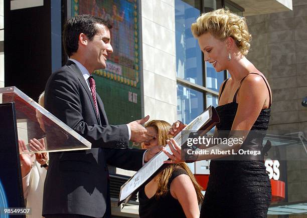 Eric Garcetti and Charlize Theron