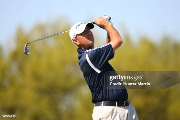 Patrick Sheehan hits a shot during the first round of the Chitimacha Louisiana Open at Le Triomphe Country Club on March 25, 2010 in Broussard,...