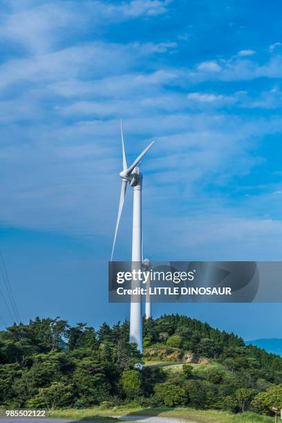 windmills for wind power generation - nabari stock pictures, royalty-free photos & images