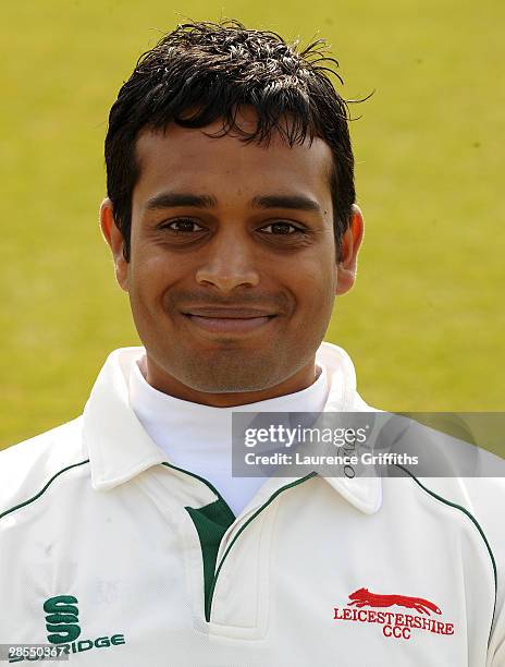 Jigar Naik of Leicestershire CCC poses for a Portrait during a madia day at Grace Road on April 19, 2010 in Leicester, England.