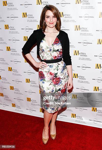 Comedian Tina Fey attends the 2010 Matrix Awards presented by New York Women in Communications at The Waldorf=Astoria on April 19, 2010 in New York...