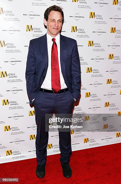 Comedian Seth Meyers attends the 2010 Matrix Awards presented by New York Women in Communications at The Waldorf=Astoria on April 19, 2010 in New...