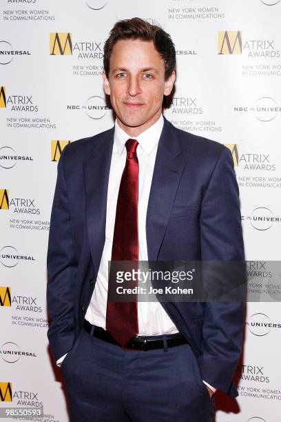 Comedian Seth Meyers attends the 2010 Matrix Awards presented by New York Women in Communications at The Waldorf=Astoria on April 19, 2010 in New...
