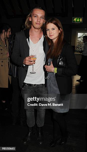 Jamie Campbell Bower and Bonnie Wright attend the private screening of 'Cherrybomb', at Beaufort House on April 19, 2010 in London, England.