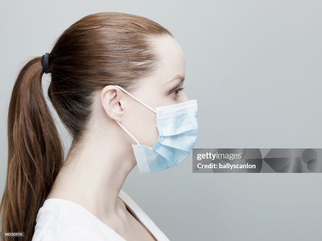 Young Woman Wearing a Surgical Mask.