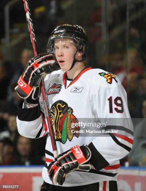 Ryan Johansen of the Portland Winterhawks skates against the Kelowna Rockets at Prospera Place on April 7, 2010 in Kelowna, British Columbia, Canada.