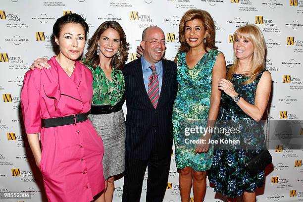Ann Curry, Natalie Morales, Jeff Zucker, Hoda Kotb and Kathie Lee Gifford attend the 2010 Matrix Awards presented by New York Women in Communications...