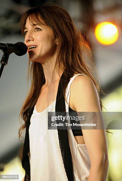 Charlotte Gainsbourg performs as part of the Coachella Valley Music and Arts Festival at the Empire Polo Fields on April 18, 2010 in Indio,...