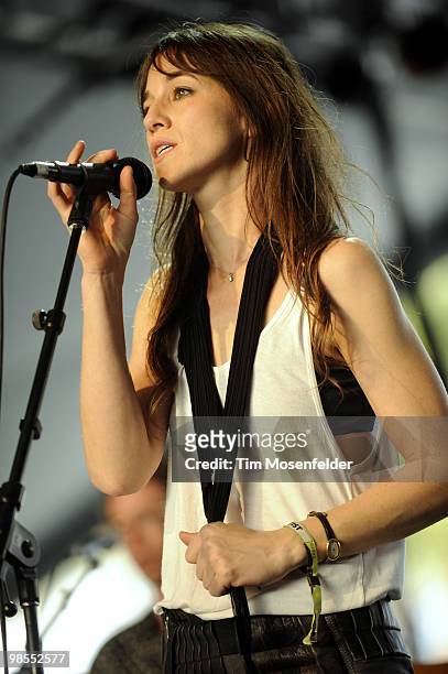 Charlotte Gainsbourg performs as part of the Coachella Valley Music and Arts Festival at the Empire Polo Fields on April 18, 2010 in Indio,...