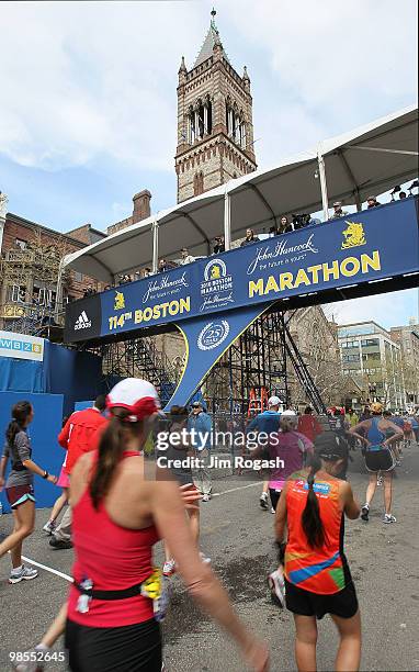 Participants walk down Boylston Street after finishing during the 114th Boston Marathon on April 19, 2010 in Boston, Massachusetts.
