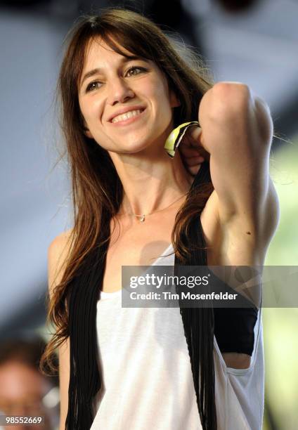 Charlotte Gainsbourg performs as part of the Coachella Valley Music and Arts Festival at the Empire Polo Fields on April 18, 2010 in Indio,...