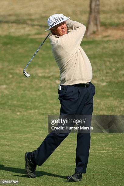 Kirk Triplett hits a shot during the second round of the Chitimacha Louisiana Open at Le Triomphe Country Club on March 26, 2010 in Broussard,...