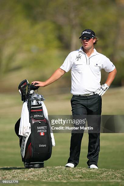 Barrett Jarosch looks on while next to his bag during the second round of the Chitimacha Louisiana Open at Le Triomphe Country Club on March 26, 2010...
