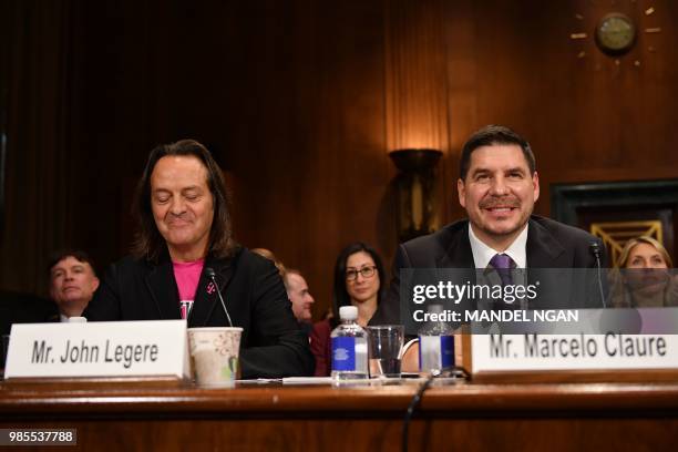 Mobile CEO John Legere and Sprint Executive Chairman Marcelo Claure testify at the Senate Judiciary Committee's Subcommittee on Antitrust,...