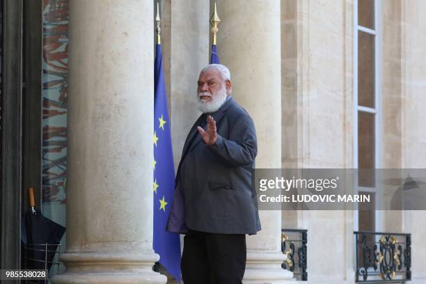 French overseas territory of New Caledonia senator Paul Néaoutyine arrives for a working dinner with French President on June 27 in Paris.