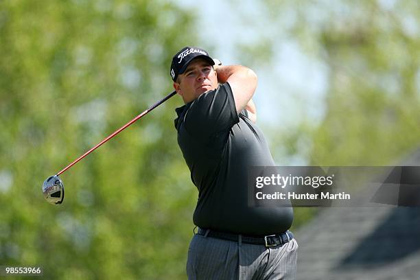 Colt Knost hits a shot during the second round of the Chitimacha Louisiana Open at Le Triomphe Country Club on March 26, 2010 in Broussard, Louisiana.