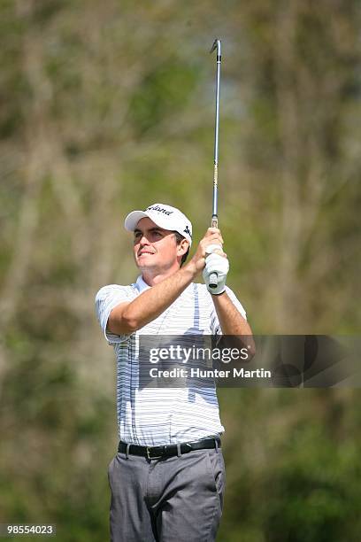 Keegan Bradley hits a shot during the second round of the Chitimacha Louisiana Open at Le Triomphe Country Club on March 26, 2010 in Broussard,...