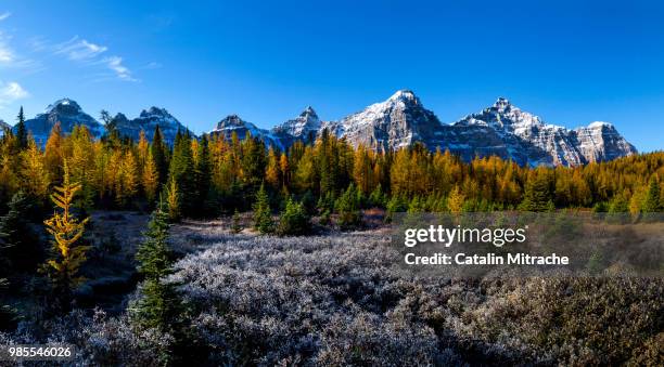 the valley of the ten peaks - valley of the ten peaks stock pictures, royalty-free photos & images