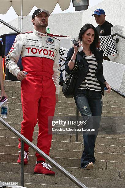 Actors Brian Austin Green and Megan Fox attend the Toyota Grand Prix Pro / Celebrity Race Day on April 17, 2010 in Long Beach, California.