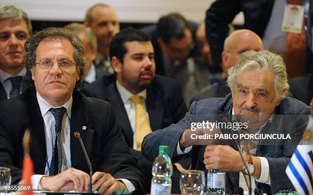 Uruguayan President Jose Mujica and his Foreign Affairs Minister Luis Almagro take part in the opening ceremony of the 35th Cairns Group Ministerial...