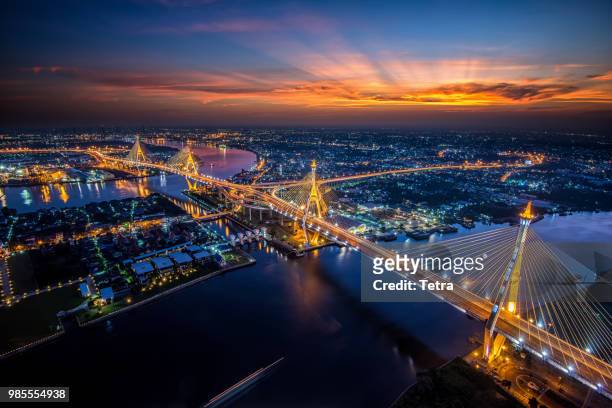 industrial ring road bhumibol bridge - tetra images stock pictures, royalty-free photos & images