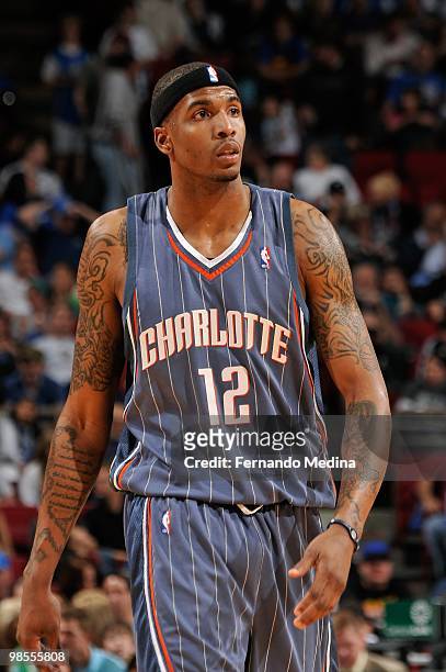 Tyrus Thomas of the Charlotte Bobcats walks down the court during the game against the Orlando Magic on March 14, 2010 at Amway Arena in Orlando,...
