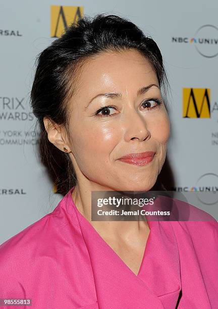 Media personality Ann Curry poses for photos at the 2010 Matrix Awards presented by New York Women in Communications at The Waldorf Astoria on April...