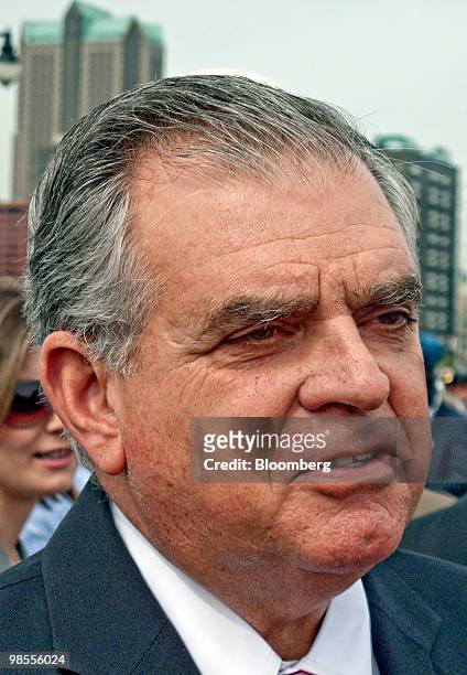 Ray LaHood, U.S. Secretary of transportation, speaks at a groundbreaking ceremony for a new bridge across Mississippi River, in St Louis, Missouri,...