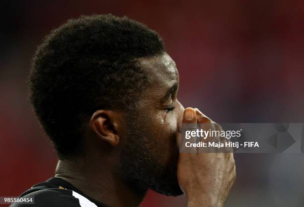 Joel Campbell of Costa Rica is seen in tears after the 2018 FIFA World Cup Russia group E match between Switzerland and Costa Rica at Nizhny Novgorod...