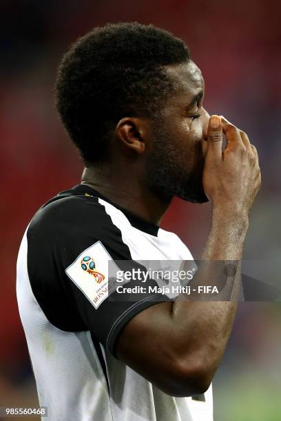 Joel Campbell of Costa Rica is seen in tears after the 2018 FIFA World Cup Russia group E match between Switzerland and Costa Rica at Nizhny Novgorod...