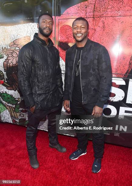 Actors Aldis Hodge and Edwin Hodge attend the premiere of Columbia Pictures' "Sicario: Day Of The Soldado" at Regency Village Theatre on June 26,...