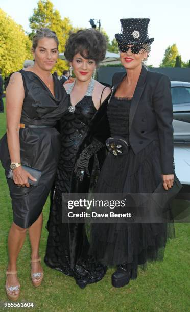 Tracey Emin, Evie Lake and Amanda Eliasch attend the Argento Ball for the Elton John AIDS Foundation in association with BVLGARI & Bob and Tamar...