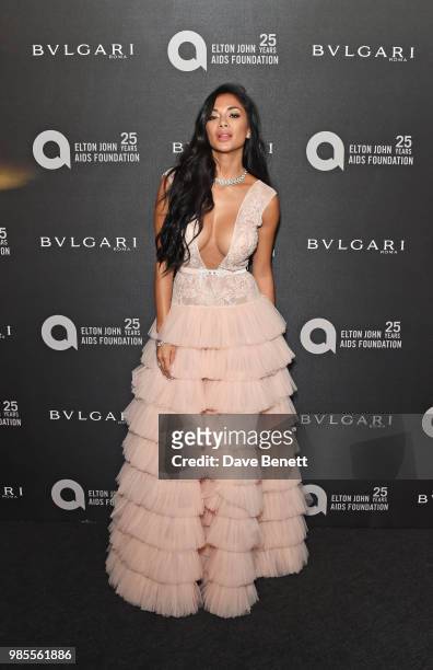 Nicole Scherzinger attends the Argento Ball for the Elton John AIDS Foundation in association with BVLGARI & Bob and Tamar Manoukian on June 27, 2018...
