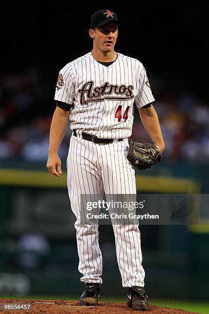 Roy Oswalt of the San Francisco Giants of the Houston Astros on Opening Day at Minute Maid Park on April 5, 2010 in Houston, Texas.