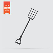 Pitchfork icon in flat style isolated on grey background.