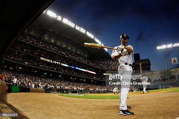 Pedro Feliz of the Houston Astros on Opening Day at Minute Maid Park on April 5, 2010 in Houston, Texas.