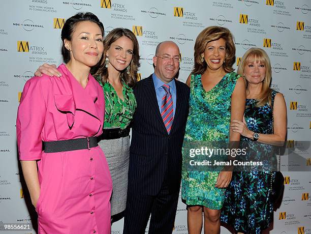 Ann Curry, Natalie Morales, President and CEO of NBC Universal Jeff Zucker, Hoda Kotb and Kathie Lee Gifford pose for photos at the 2010 Matrix...