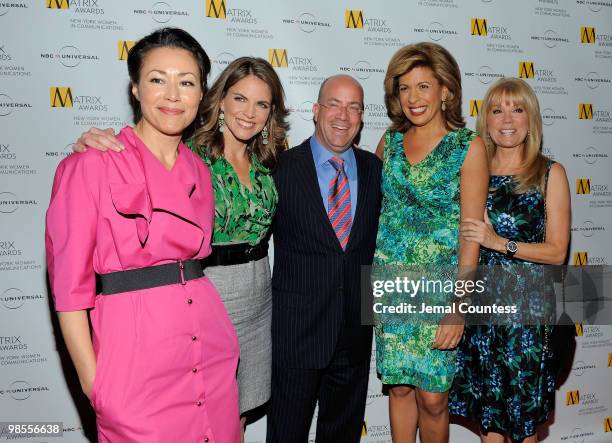 Ann Curry, Natalie Morales, President and CEO of NBC Universal Jeff Zucker, Hoda Kotb and Kathie Lee Gifford pose for photos at the 2010 Matrix...