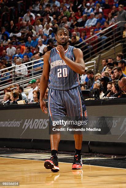 Raymond Felton of the Charlotte Bobcats walks down the court during the game against the Orlando Magic on March 14, 2010 at Amway Arena in Orlando,...